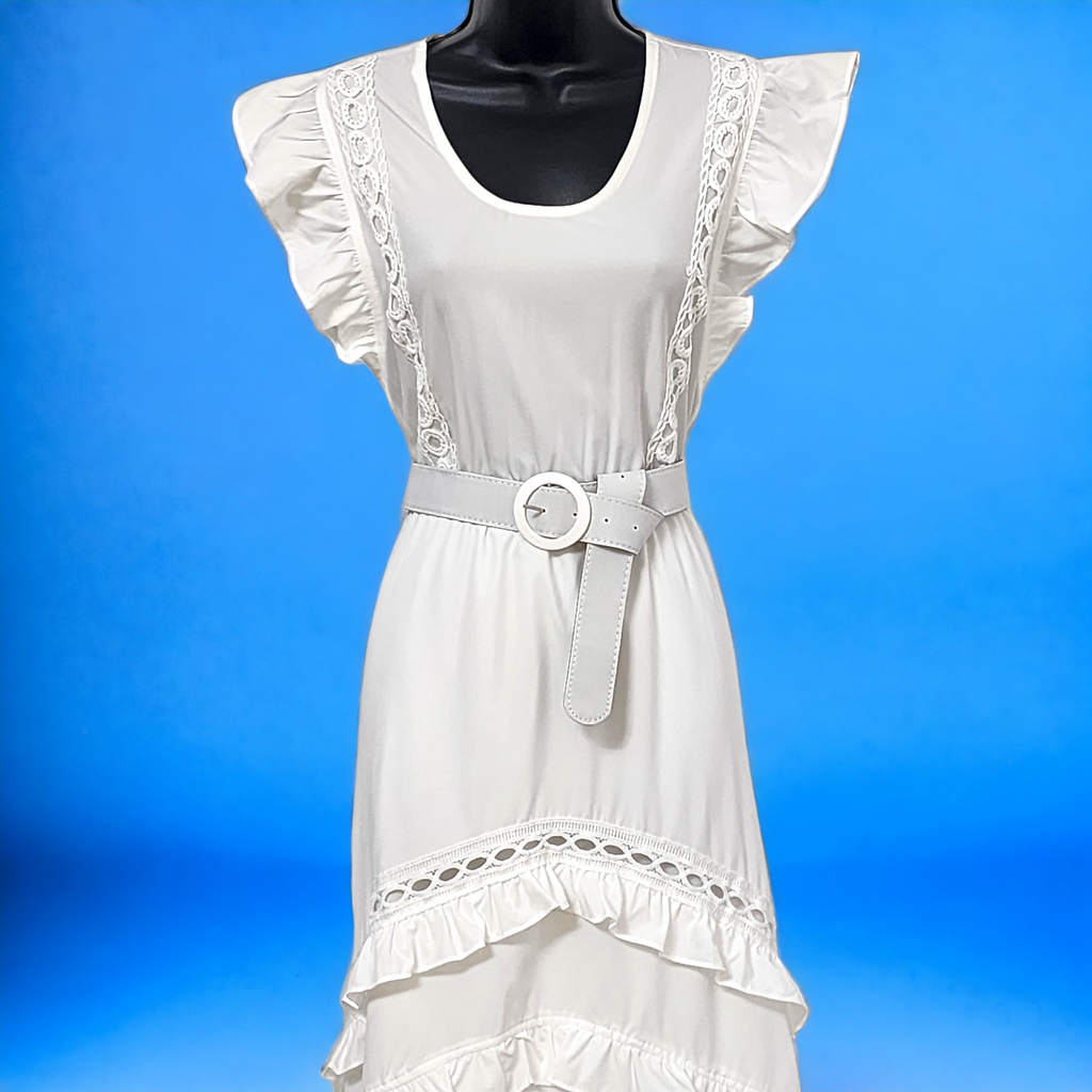 Traje largo correa sin manga con volante