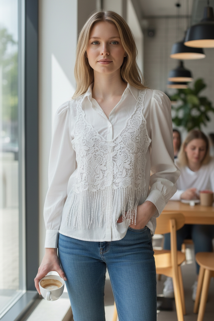 Camisa con botones, manga larga