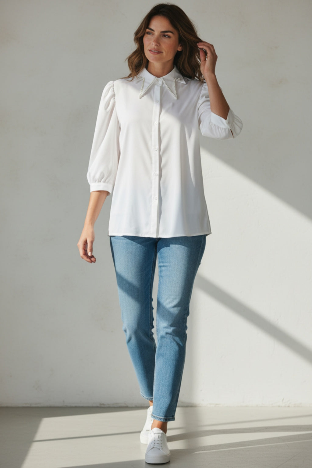 Camisa con botones manga 3/4