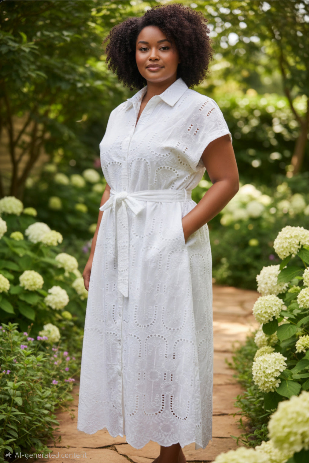 Traje largo, manga corta, cuello chino y botones.